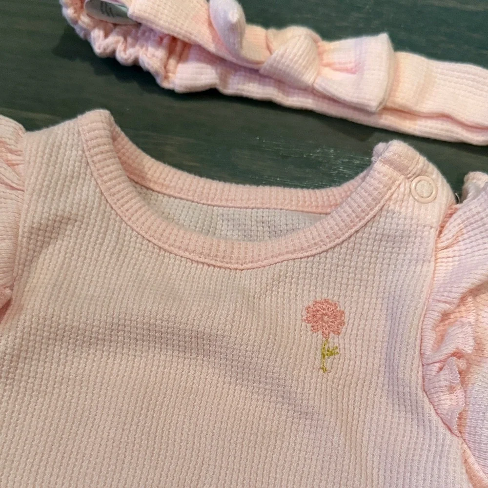 Carter's Pink Kids Matching Waffle Knit Flower Set